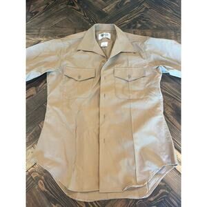 USMC Service Uniform Khaki Dress Marine Short Sleeve Shirt 15.5 Wool Blend Day